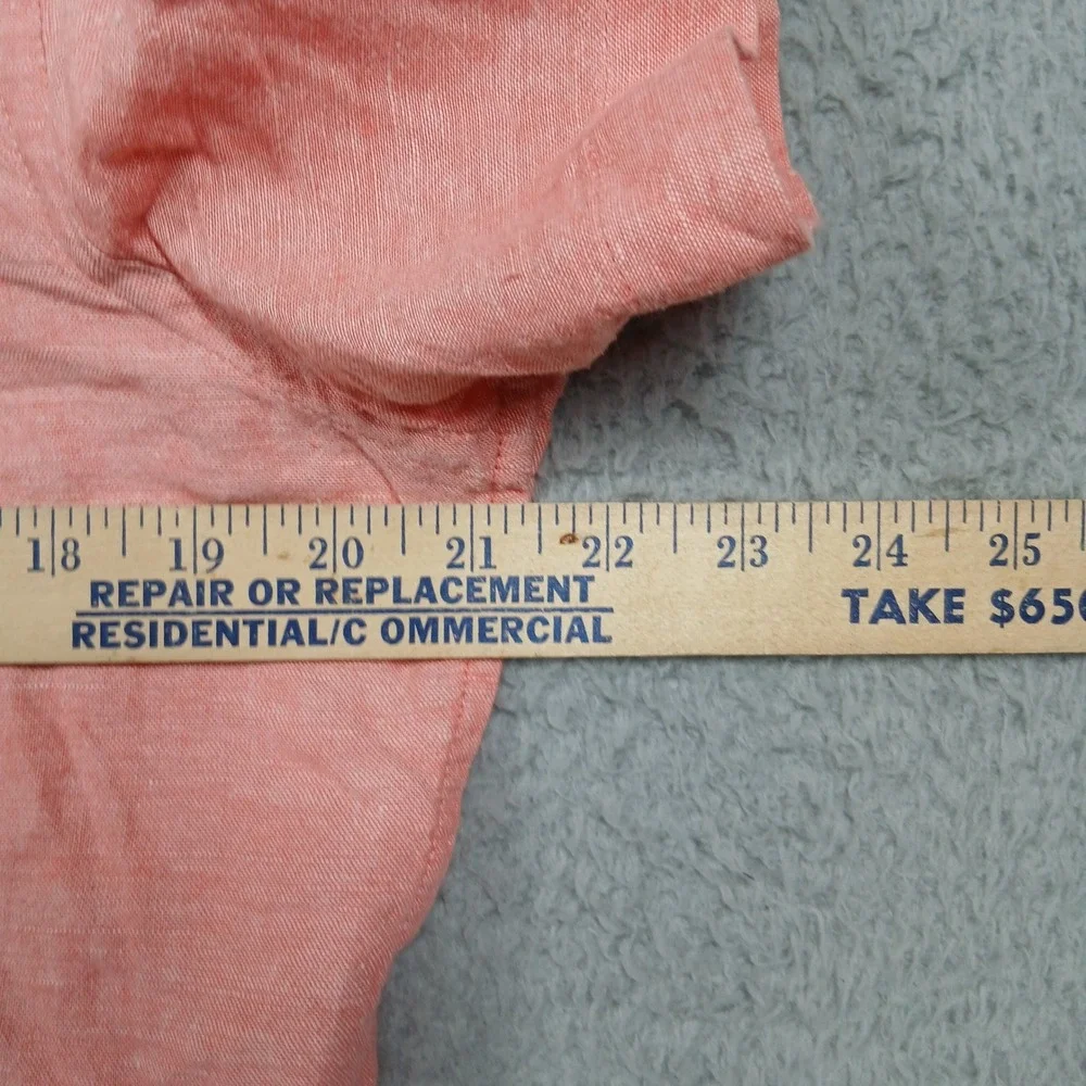 Banana Republic Men's M‎ Slim Fit 100% Linen Short Sleeve Button-Up Shirt Pink